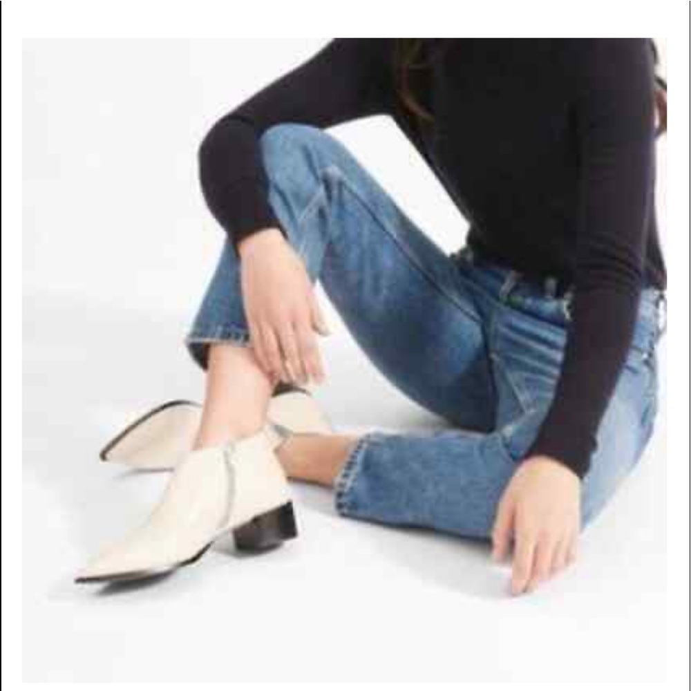 EVERLANE Leather Ankle Boots In Ecru